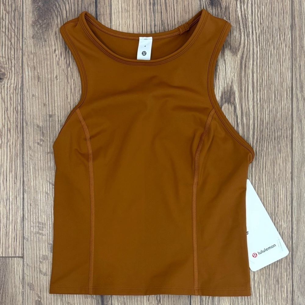 NWT Lululemon Nulux Racerback Cropped Run Tank Top Size 4 In Butternut Brown